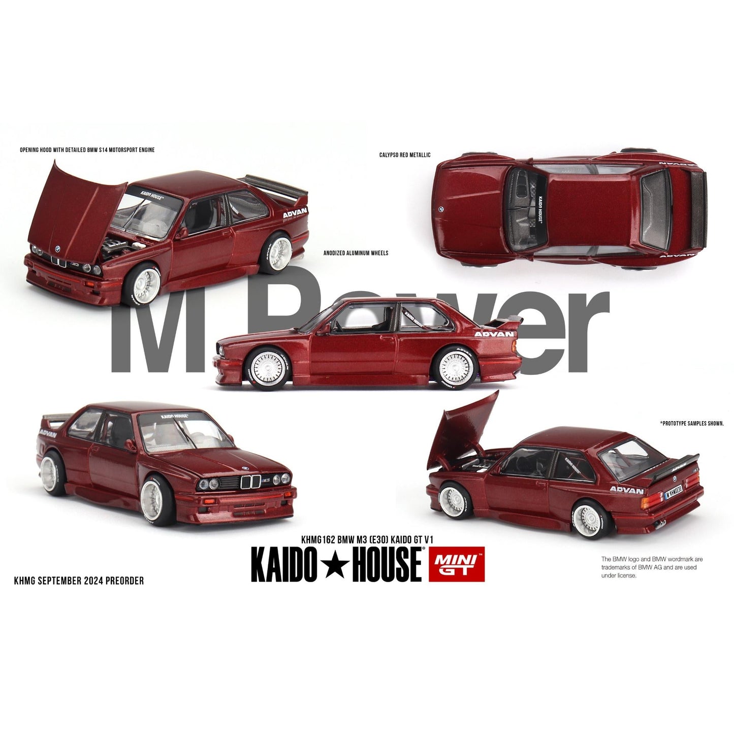 MiniGT 1:64 BMW M3 (E30) Kaido GT V1 1989 die-cast model – #162 KHMG162