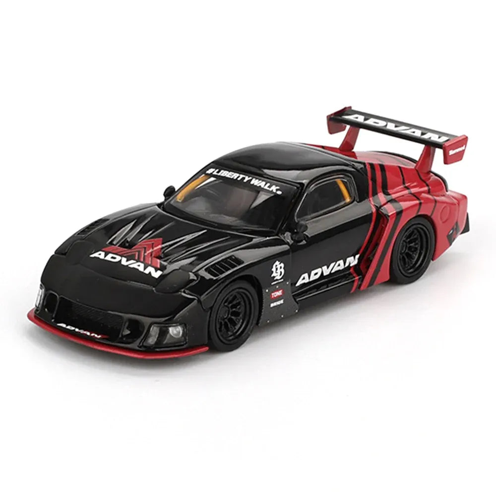 MiniGT 1:64 scale die-cast model of Mazda RX-7 LB-Super Silhouette in ADVAN livery, LHD, model #983 MGT00983-BL.