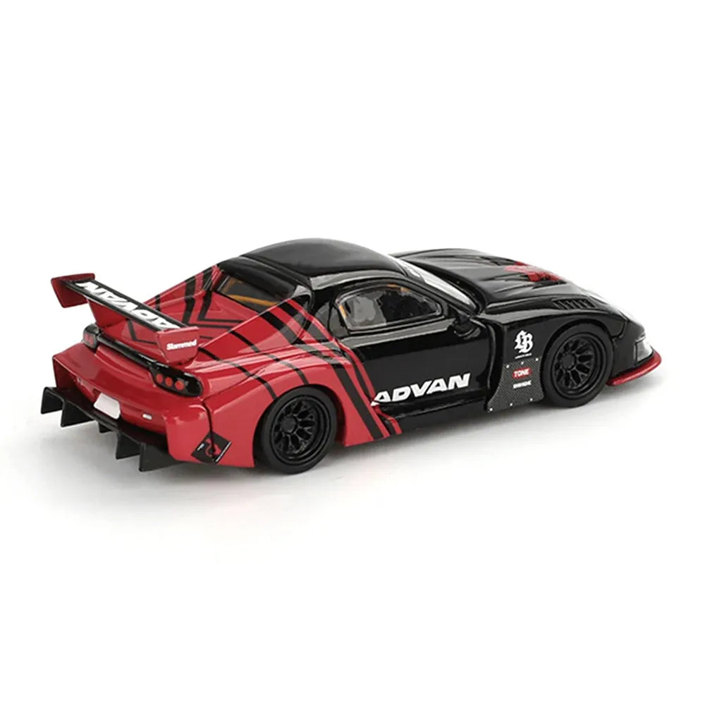 MiniGT 1:64 scale die-cast model of Mazda RX-7 LB-Super Silhouette in ADVAN livery, LHD, model #983 MGT00983-BL.