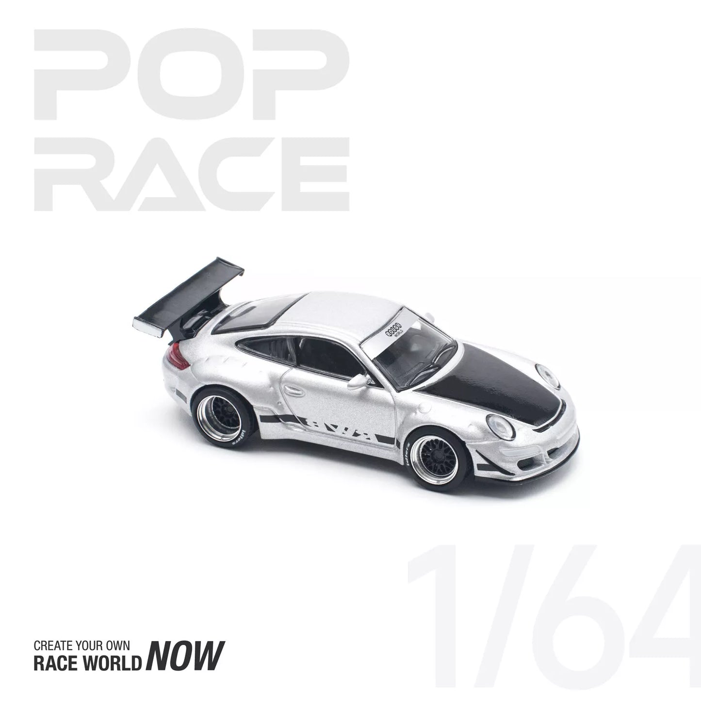 Pop Race 1:64 Porsche 911 RWB 997 Silver PR64-130