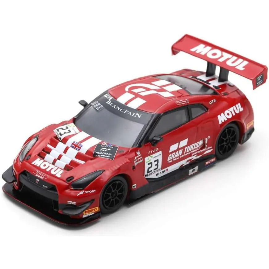 Sparky 1:64 Nissan GT‑R Nismo GT3 #23 GT Sport Motul Team RJN die‑cast model from 2018 Spa 24H – Parry, Buncombe, Ordoñez