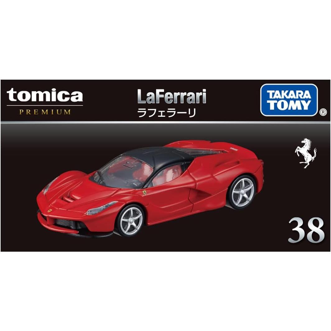 Takara Tomy Tomica Premium 38 Ferrari LaFerrari 1:62 scale die-cast mini car toy in box, for ages 6 and up.