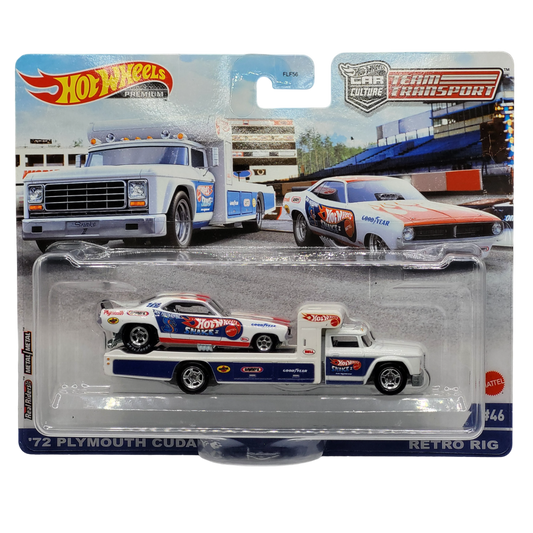 HotWheels Team Transport | '72 Plymouth Cuda FC & Retro Rig #46 | FLF56