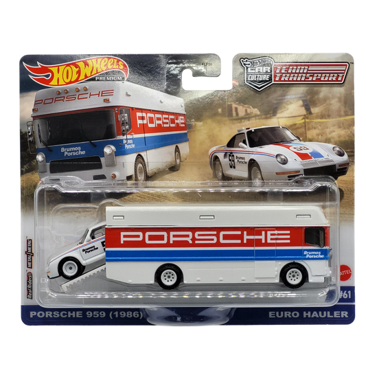 HotWheels Team Transport | Porsche 959 (1986) & Euro Hauler #61 | FLF56