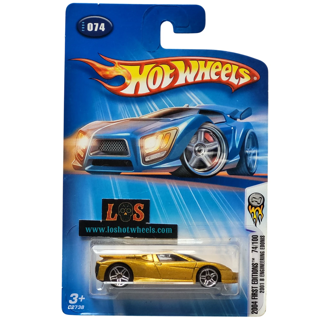 [AUCTION - Free Shipping!] Hot Wheels 1:64 2001 B Engineering Edonis – Gold 2004 First Editions #074/100 Die-Cast Car