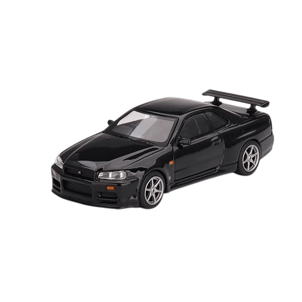 MINI GT 1:64 Nissan Skyline GT-R (R34) V-Spec – Black Pearl #570 Die-Cast Model MiJo Exclusive Die-Cast Model MGT00570-MJ