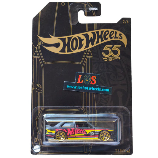 [**ENDED** AUCTION - Free Shipping!] Hot Wheels '92 BMW M3 – 55th Anniversary Series – HDH54 – 2/6 – Black with Pink/Gold Deco