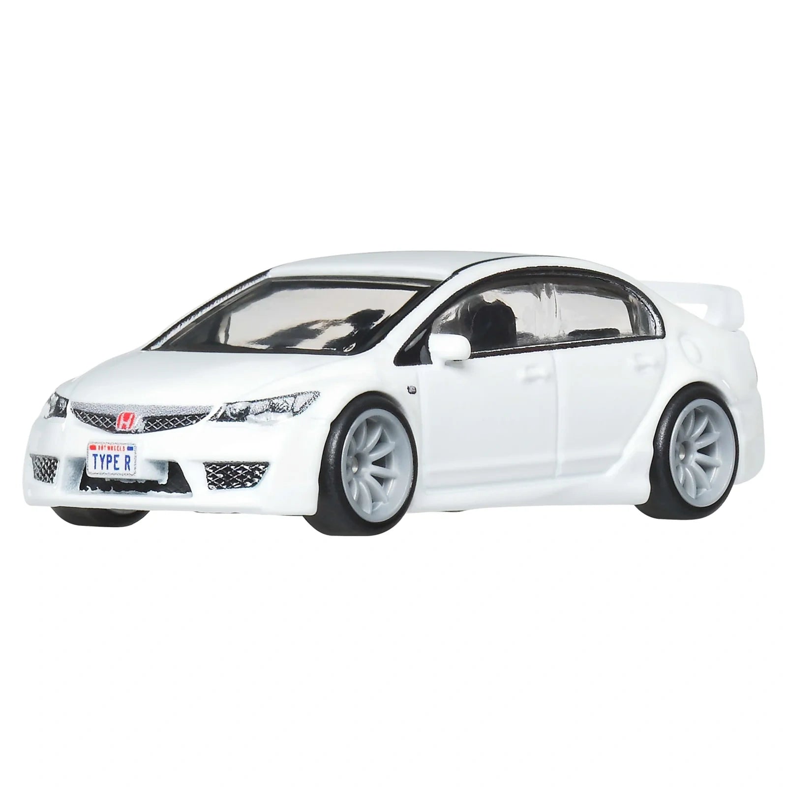 Hot Wheels 1:64 Premium Car Culture Ronin Run II 2007 Honda Civic Type R JBK53 die-cast model with Real Riders wheels and metal body.