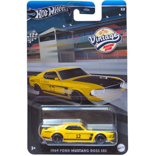 [**ENDED**AUCTION] Hot Wheels 1:64 1969 Ford Mustang Boss 302 – Vintage Racing Club HRT81 Metal Base