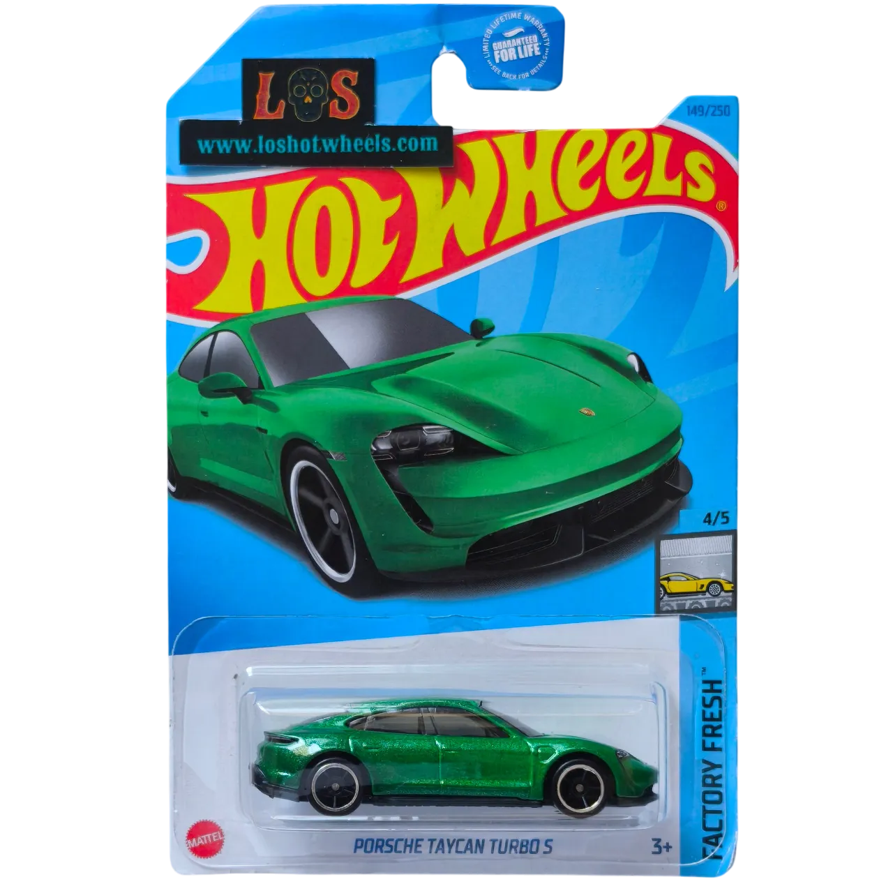 [AUCTION - Free Shipping!] Hot Wheels 1:64 Porsche Taycan Turbo S – Factory Fresh Series – Carded, #149/250, 4/5 – Matte Green