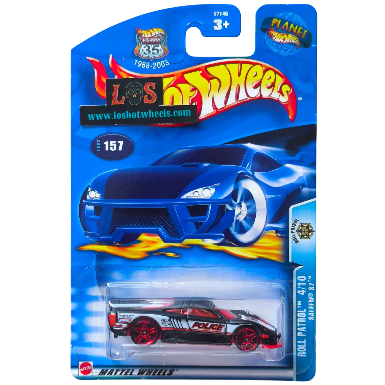 [**ENDED** AUCTION - Free Shipping!] Hot Wheels 1:64 Saleen S7 [2] – Roll Patrol Series – Carded, #157 (2003), 4/10 – Planet Hot Wheels