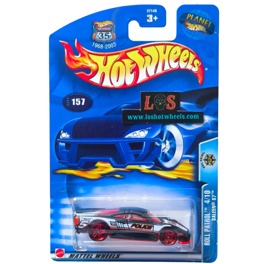 [**ENDED** AUCTION - Free Shipping!] Hot Wheels 1:64 Saleen S7 [1] – Roll Patrol Series – Carded, #157 (2003), 4/10 – Planet Hot Wheels