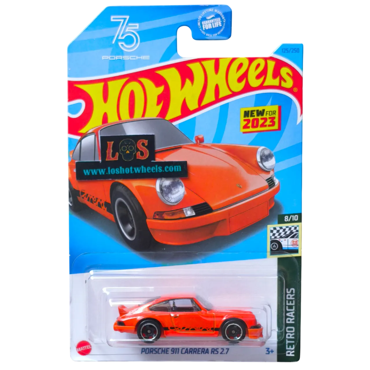 [AUCTION - Free Shipping!] Hot Wheels 1:64 Porsche 911 Carrera RS 2.7 – Retro Racers Series (2023) – Carded, 8/10, #125/250