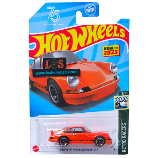[AUCTION - Free Shipping!] Hot Wheels 1:64 Porsche 911 Carrera RS 2.7 – Retro Racers Series (2023) – Carded, 8/10, #125/250