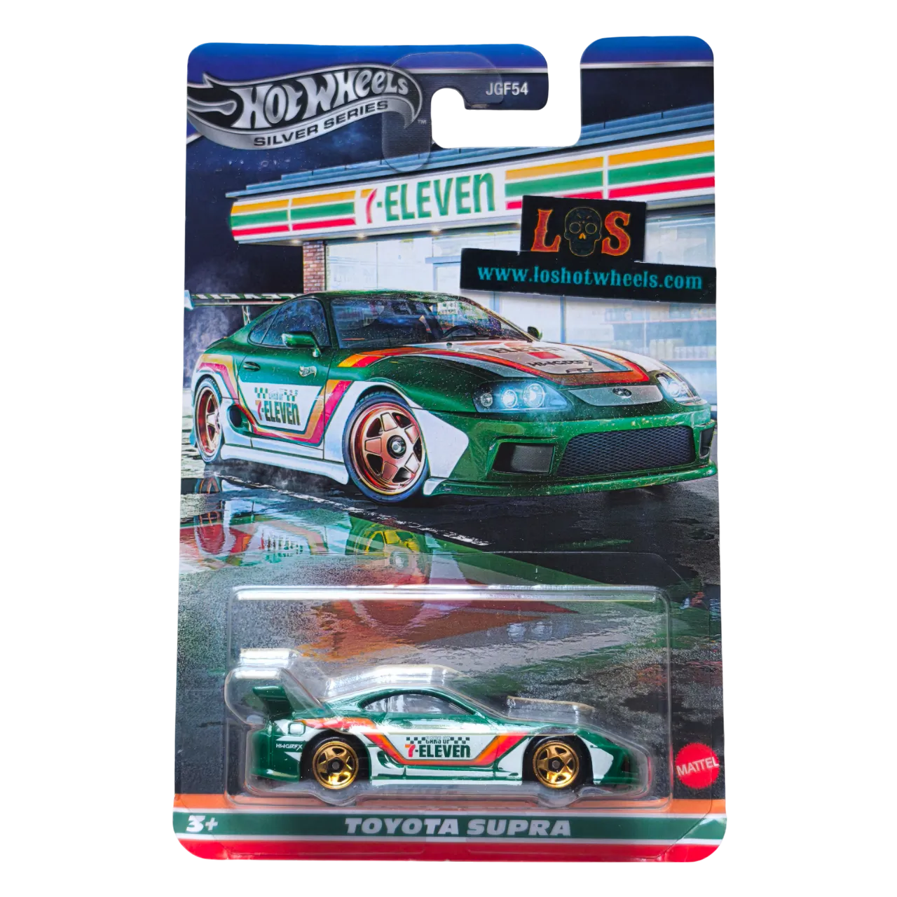 [**ENDED** AUCTION - Free Shipping!] Hot Wheels Toyota Supra – Silver Series – 7-Eleven Livery – JGF54
