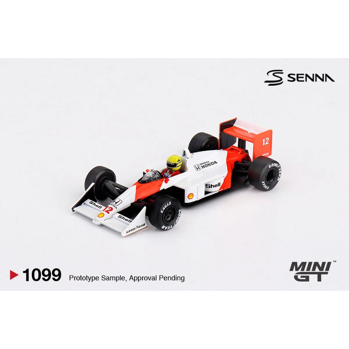 Mini GT 1:64 McLaren MP4/4 #12 Ayrton Senna 1988 Japanese Grand Prix Winner red and white Formula 1 diecast model MGT01099-L