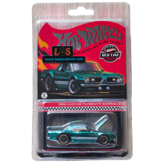 [**ENDED** AUCTION - Free Shipping!] Hot Wheels 1968 Custom Plymouth Barracuda – Red Line Club – Spectraflame Green – METAL/METAL – Opening Hood