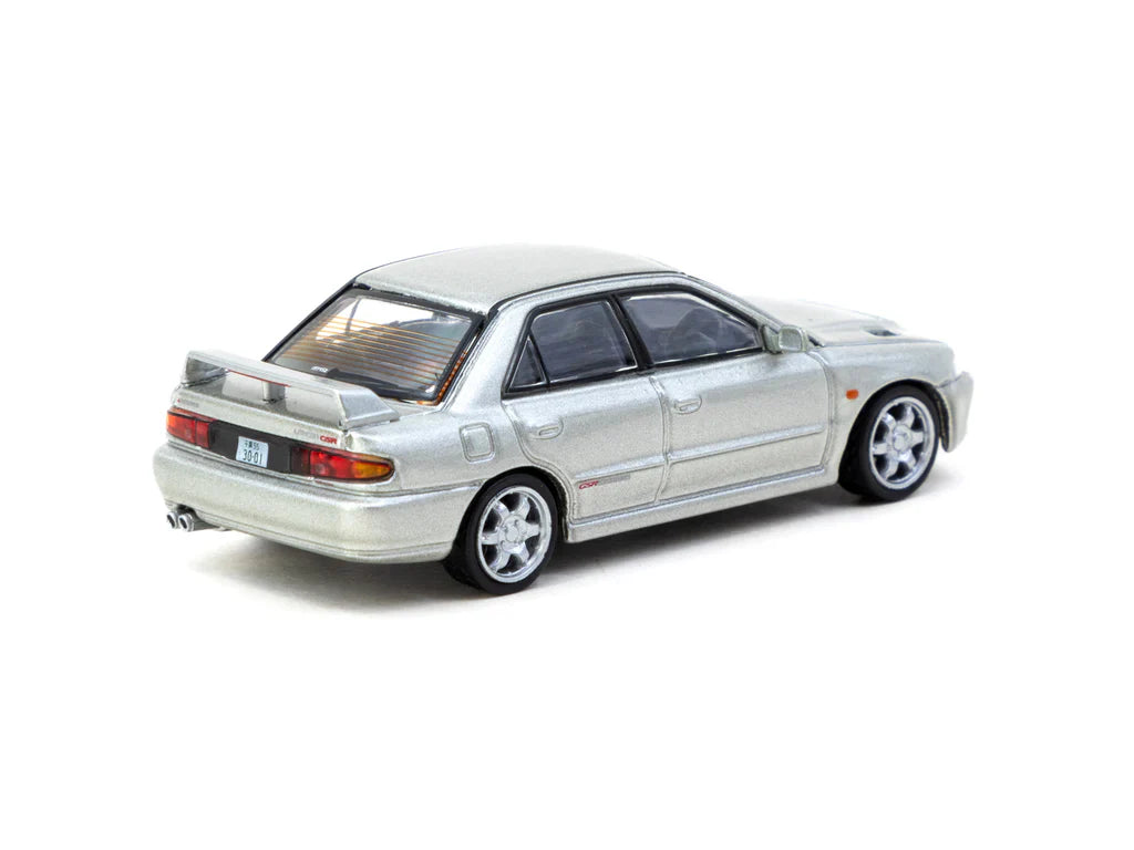 Tarmac Works 1/64 Mitsubishi Lancer GSR Evolution Silver Special Edition die-cast model and Tarmac Cards