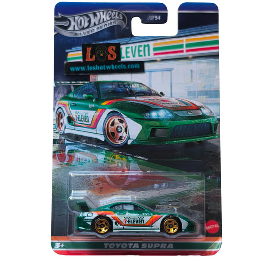 [**ENDED** AUCTION - Free Shipping!] Hot Wheels Toyota Supra – Silver Series – JGF54 – 7-Eleven Livery – Green/White/Orange – JDM