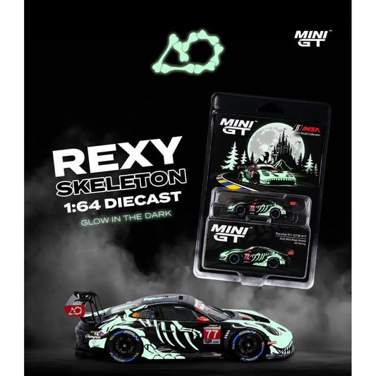 PRE-ORDER – Mini GT 1:64 Porsche 911 (992) GT3 R #77 AO Racing Skeleton Rexy Petit Le Mans 2026 MGT01436-BL (Blister Pack)