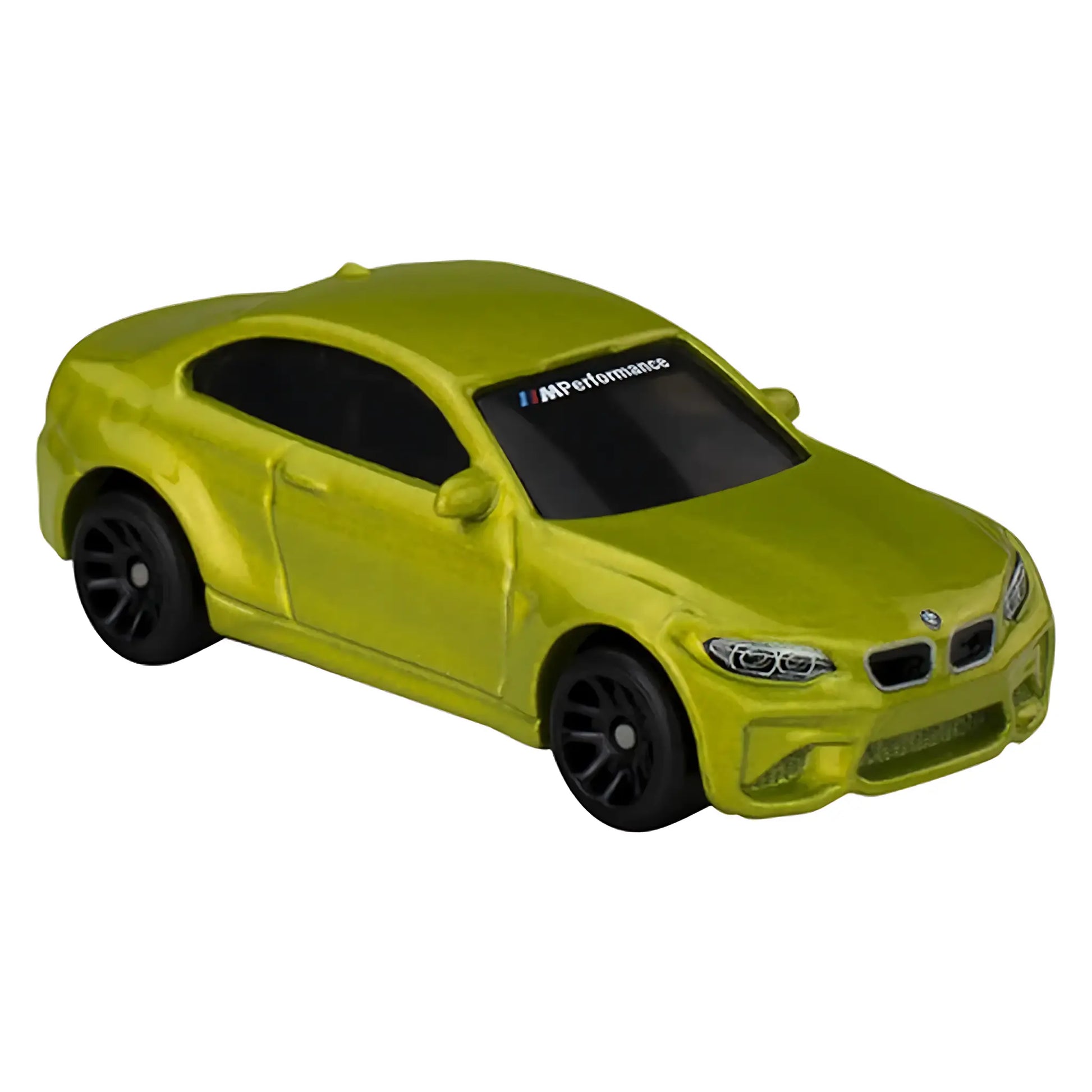 Hot Wheels 1:64 scale die-cast model of the 2016 BMW M2 from the Silver Series with yellow paint and M Performance livery.
