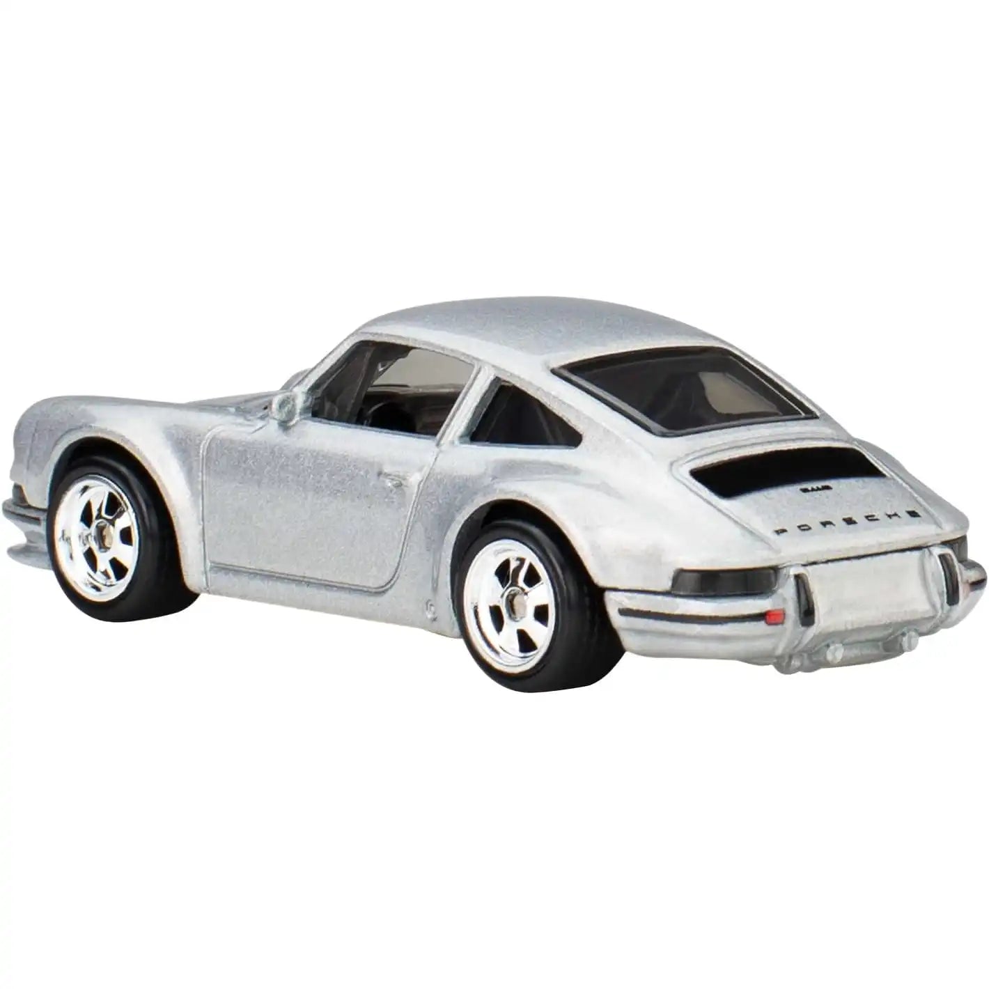 Hot Wheels Premium Pop Culture Top Gun Maverick '71 Porsche 911 die-cast model in silver with Real Riders wheels.