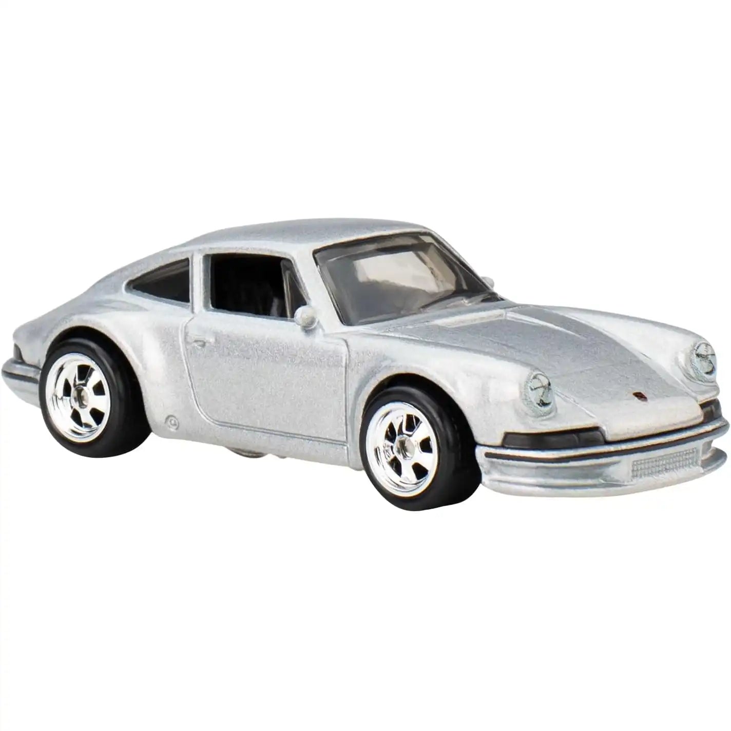 Hot Wheels Premium Pop Culture Top Gun Maverick '71 Porsche 911 die-cast model in silver with Real Riders wheels.