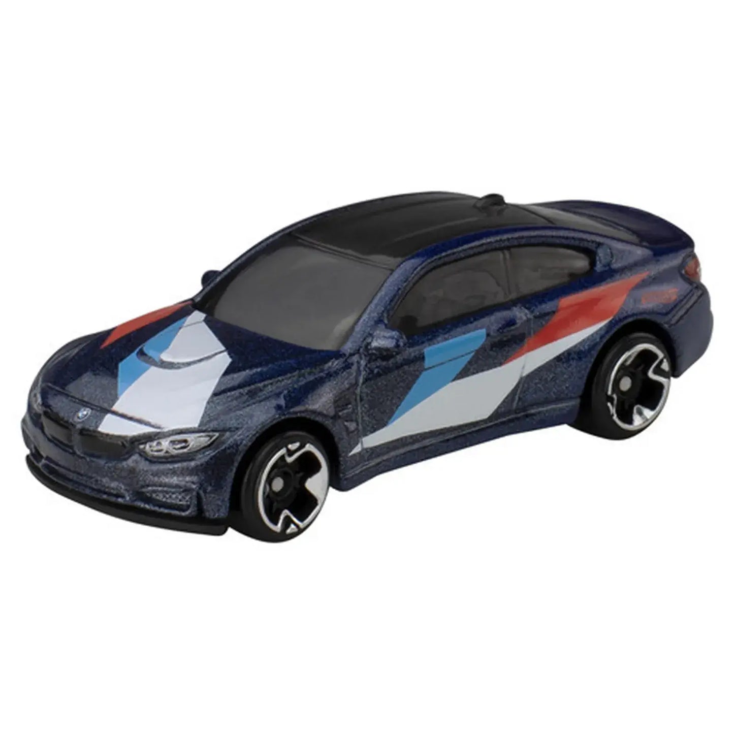 Hot Wheels 1:64 BMW M4 from the Celebrations Silver Series in metallic blue with M-stripe livery.