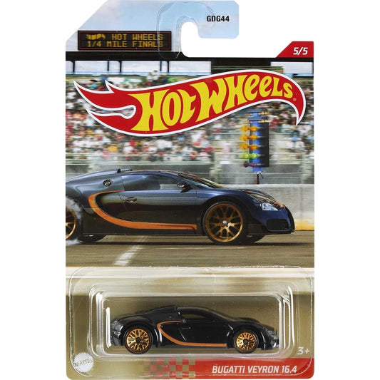 Hot Wheels Bugatti Veyron 16.4 die-cast in black and orange from Racing Circuit Silver Series