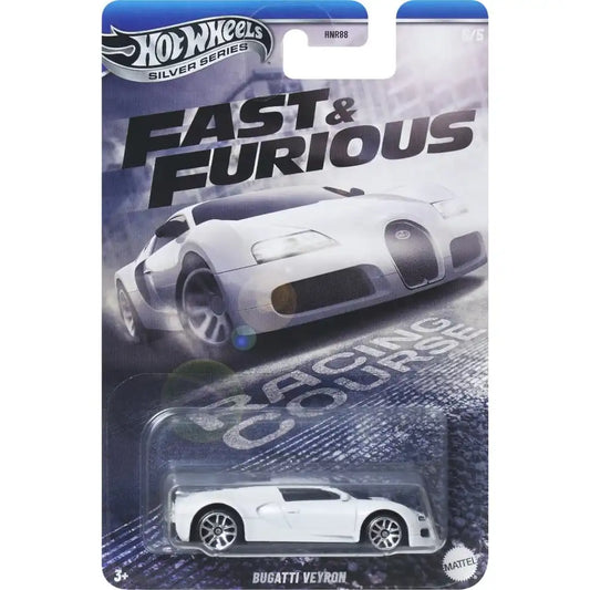 Hot Wheels 1:64 Bugatti Veyron in pearl white from Fast & Furious Silver Series Racing Course #5/5 JBY43 HNR88.
