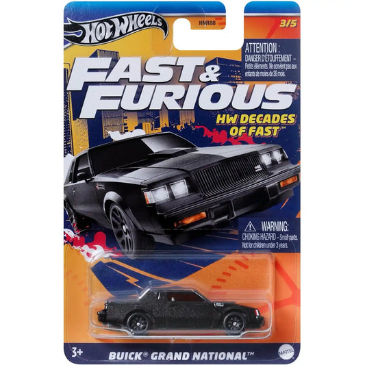 Hot Wheels 1:64 Buick Grand National in black from the Fast & Furious HW Decades of Fast series.