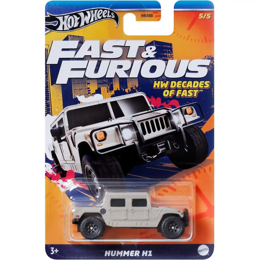 Hot Wheels 1:64 Hummer H1 in matte beige from the Fast & Furious HW Decades of Fast series.