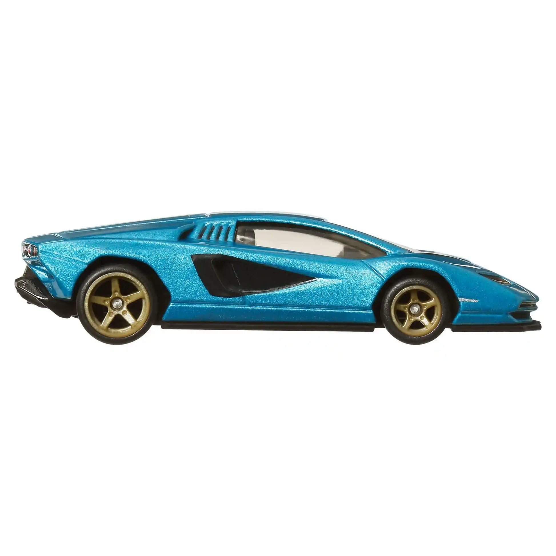 Hot Wheels 1:64 Lamborghini Countach LPI 800-4 in metallic blue with gold Real Riders wheels from Boulevard Series #100.