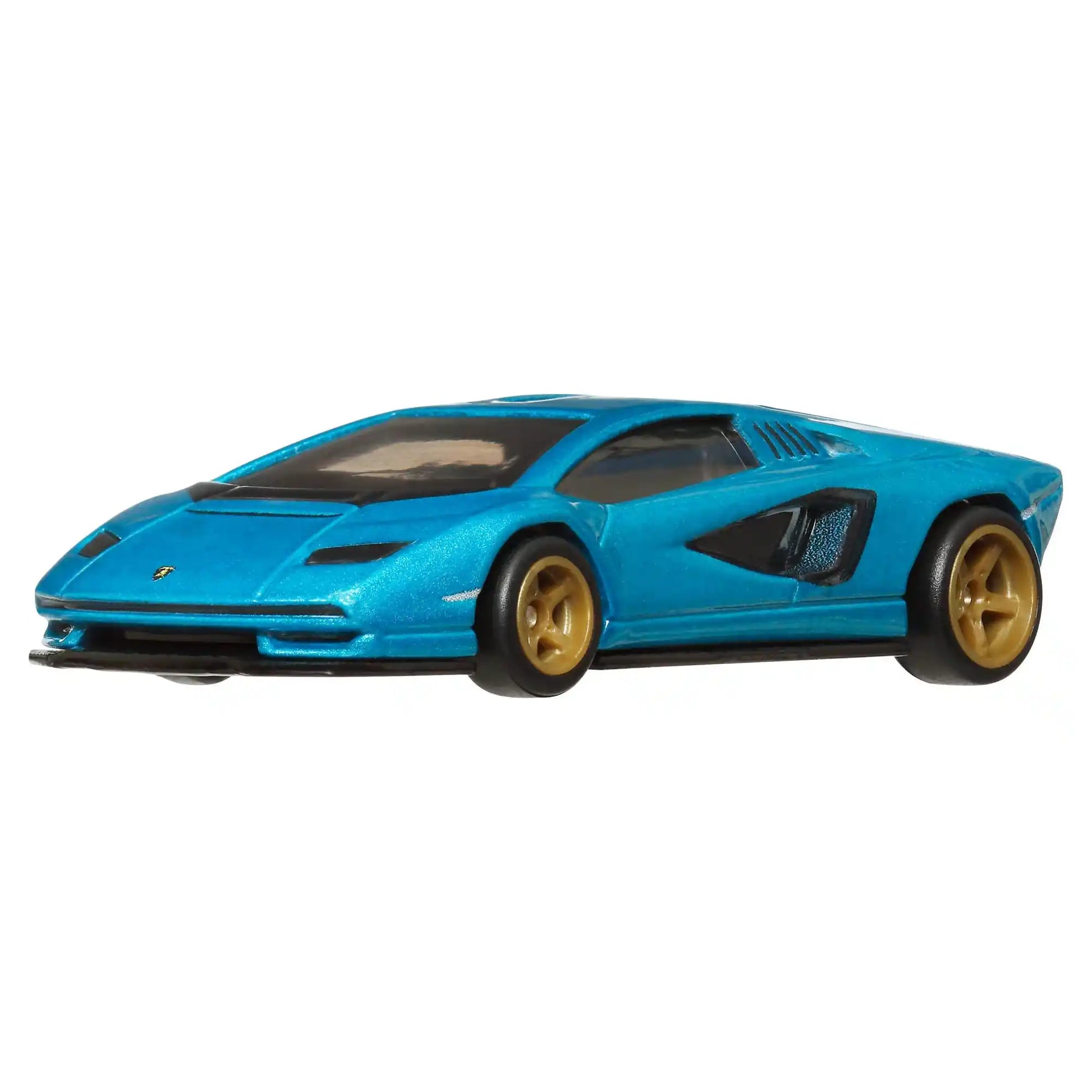 Hot Wheels 1:64 Lamborghini Countach LPI 800-4 in metallic blue with gold Real Riders wheels from Boulevard Series #100.