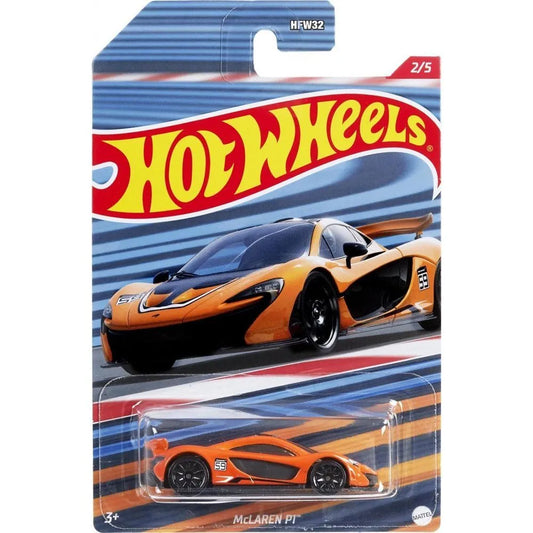 Hot Wheels McLaren P1 die-cast model from the HW Exotics series in orange with racing decals