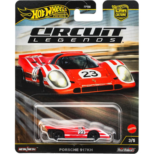 Hot Wheels 1:64 Porsche 917KH FPY86‑976K Car Culture Circuit Legends JBK63 die‑cast model with real riders wheels and classic endurance racing livery