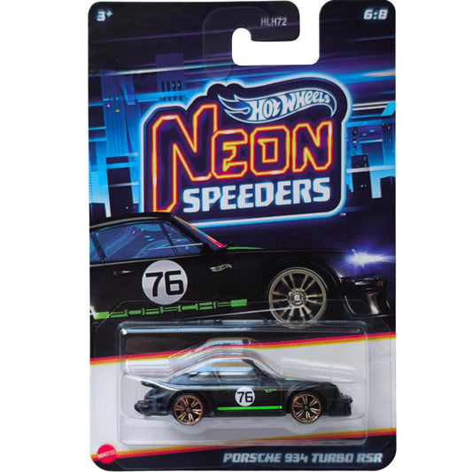 Hot Wheels Porsche 934 Turbo RSR in black with neon green accents from Neon Speeders Silver Series