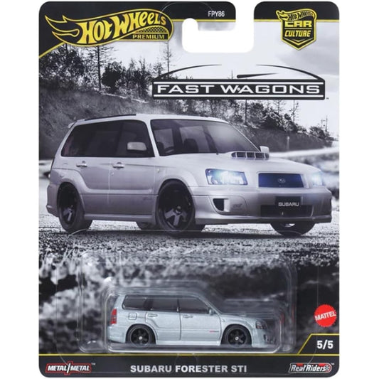 Hot Wheels Car Culture Fast Wagons series die-cast model of the Subaru Forester STi in 1:64 scale.