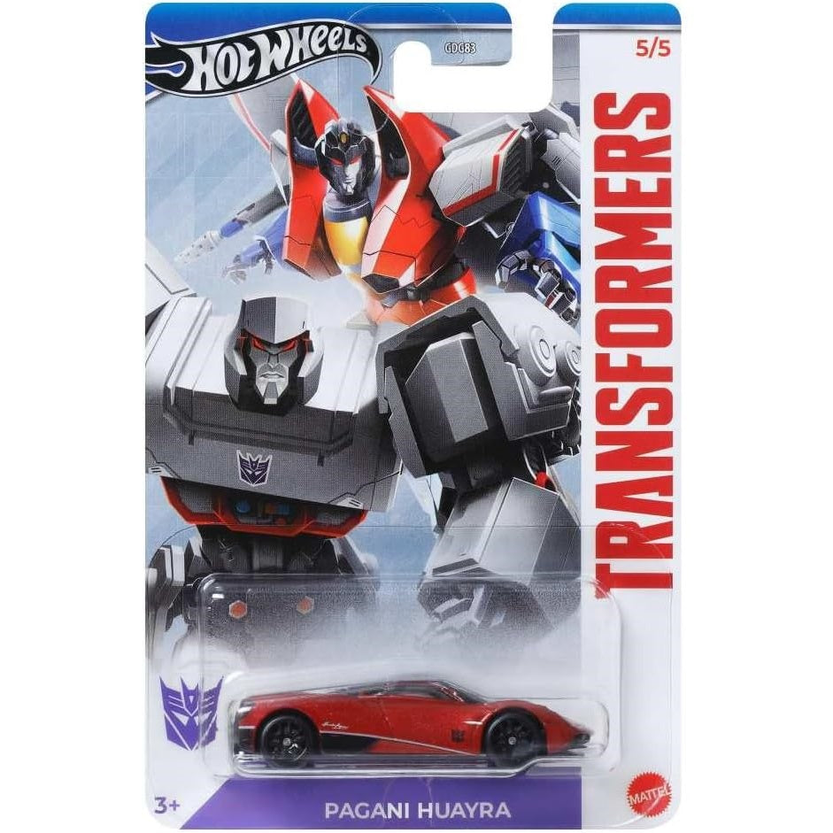 Hot Wheels 1:64 scale Transformers Pagani Huayra die-cast model from Silver Series.