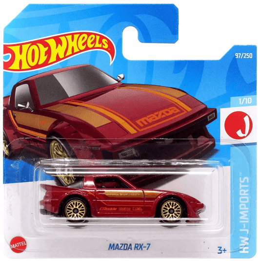 Hot Wheels HW J-Imports Mazda RX-7 Red die-cast model 97 of 250.