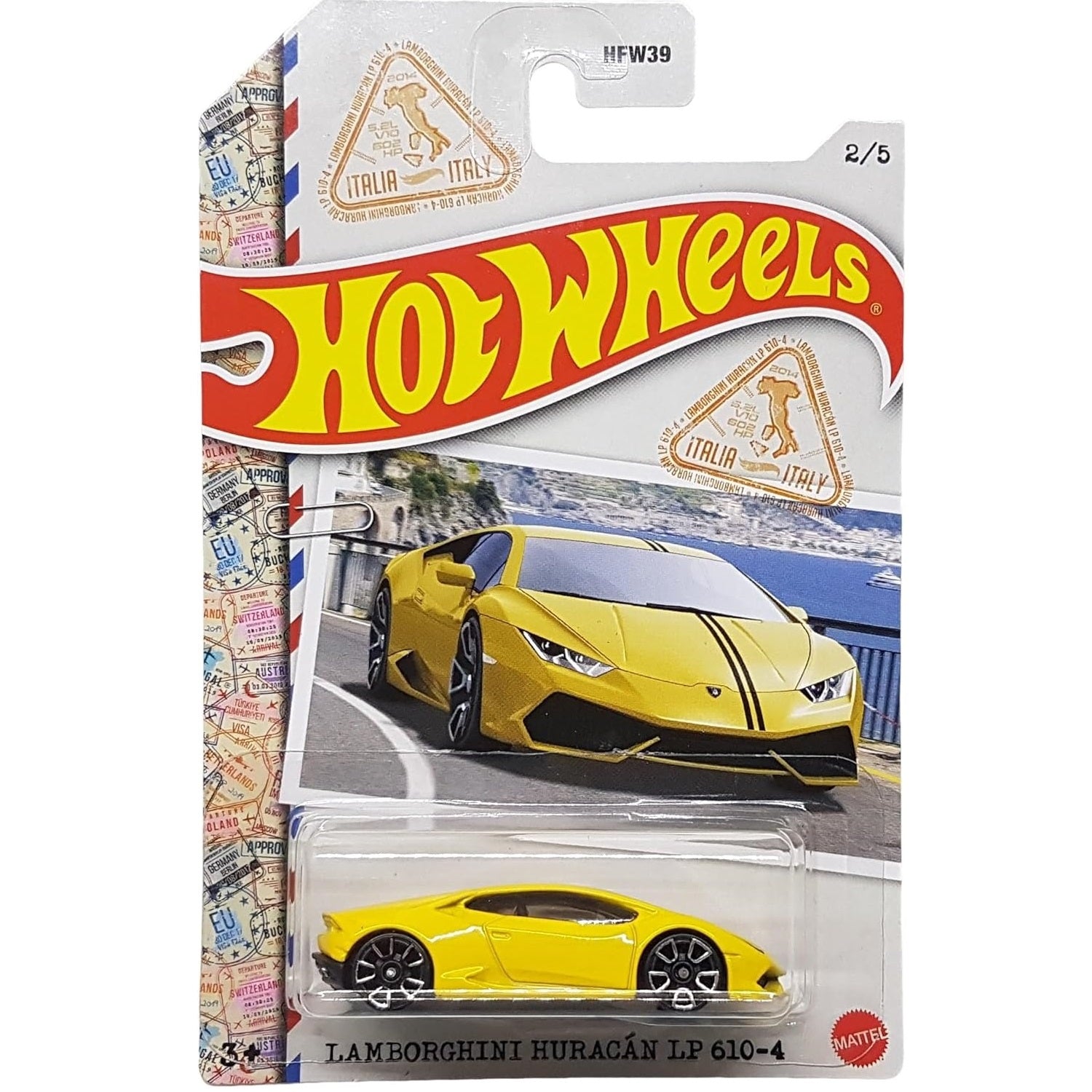 Hot Wheels 1:64 scale die-cast model of the Lamborghini Huracán LP 610-4 from World Class Racers Italy 2/5 (2022)