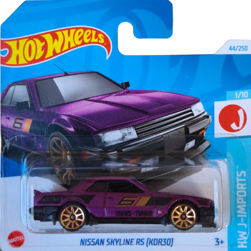 Hot Wheels 1:64 scale die-cast model of the Nissan Skyline RS (KDR30) from the HW J-Imports 44/250 2024 series