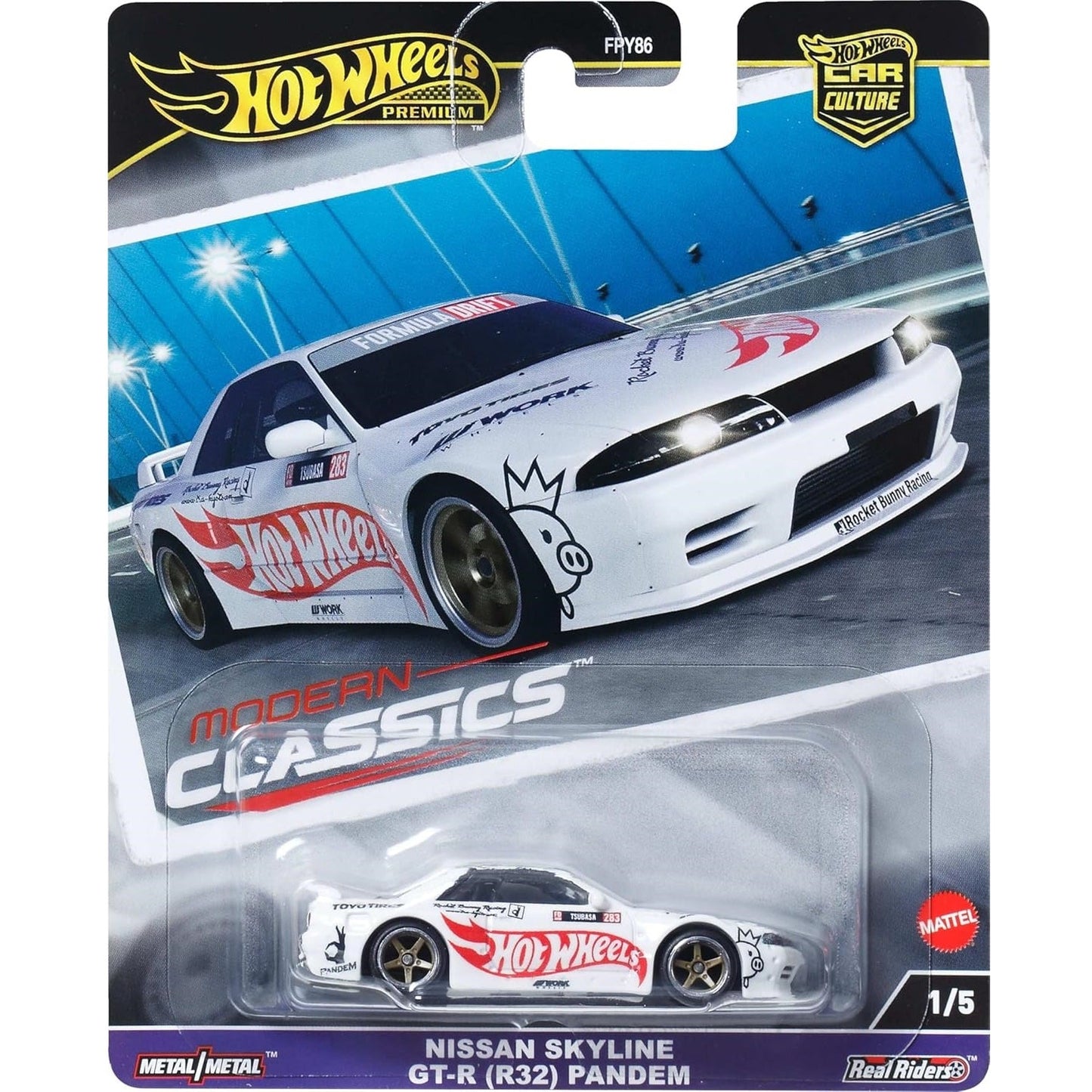 Hot Wheels Premium Nissan Skyline GT-R (R32) Pandem die-cast model from the Modern Classics series in 1/64 scale – HRV68