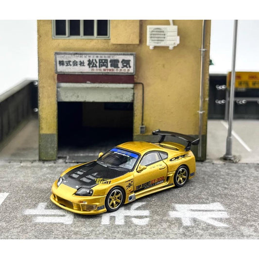INNO64 1:64 scale die-cast Toyota Supra A80 GT300 in gold, tuned by Top Secret, model IN64-A80TS-GOLD