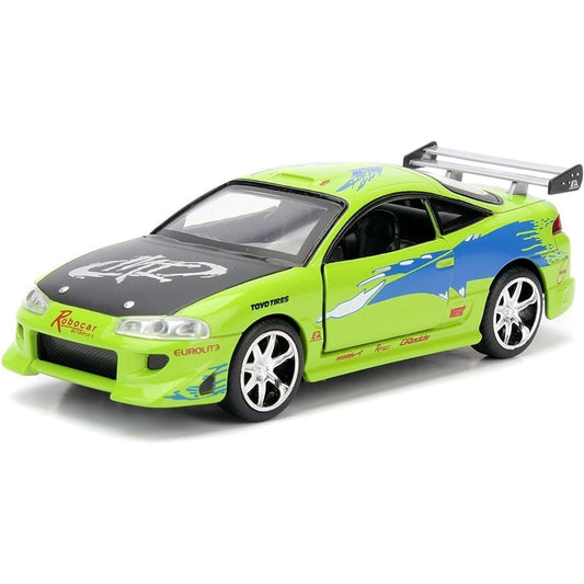 Jada 1:32 scale die-cast model of Brian's 1995 Mitsubishi Eclipse in green from The Fast and the Furious (2001).