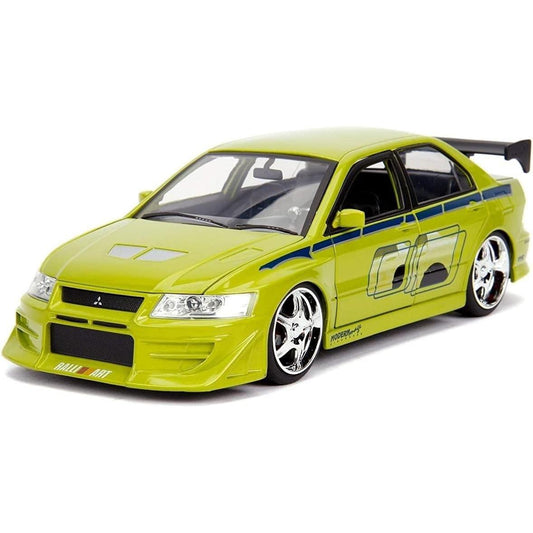 Jada 1:32 scale die-cast model of Brian's 2002 Mitsubishi Lancer EVO VII in green from 2 Fast 2 Furious.