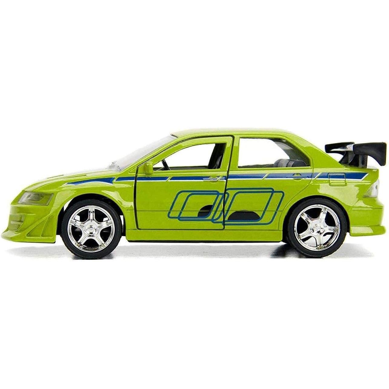 Jada 1:32 scale die-cast model of Brian's 2002 Mitsubishi Lancer EVO VII in green from 2 Fast 2 Furious.