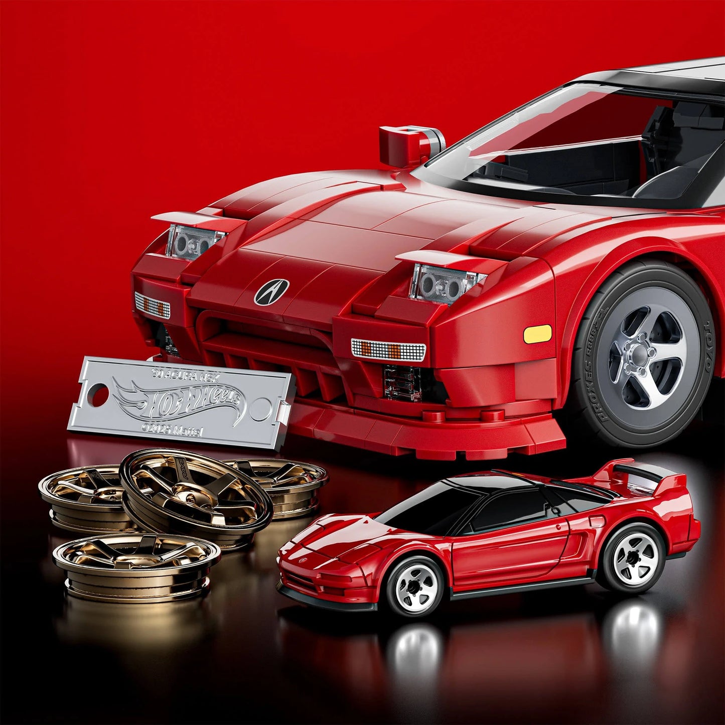 Mattel Brick Shop 1:16 scale ’90 Acura NSX set with exclusive die-cast car and JDM customization features