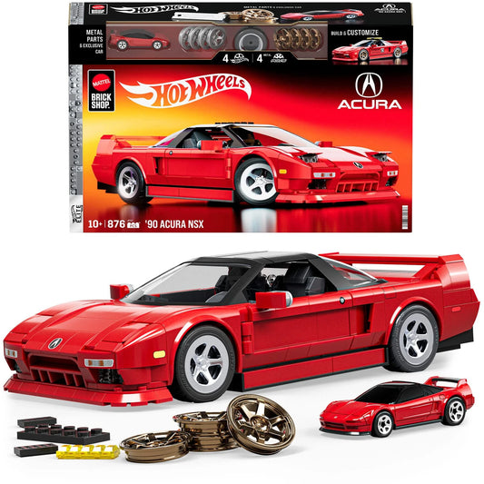 Mattel Brick Shop 1:16 scale ’90 Acura NSX set with exclusive die-cast car and JDM customization features