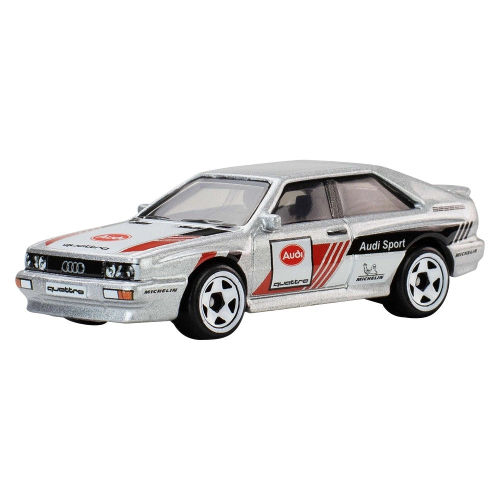 Hot Wheels 1:64 scale 1987 Audi Quattro from Silver Series RR Rally Racers with rally-inspired detailing.